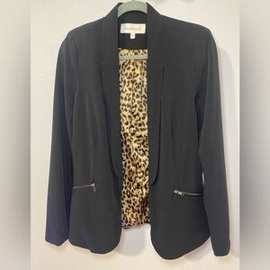 Daniel Rainn Black Blazer with Leopard Print Lining
